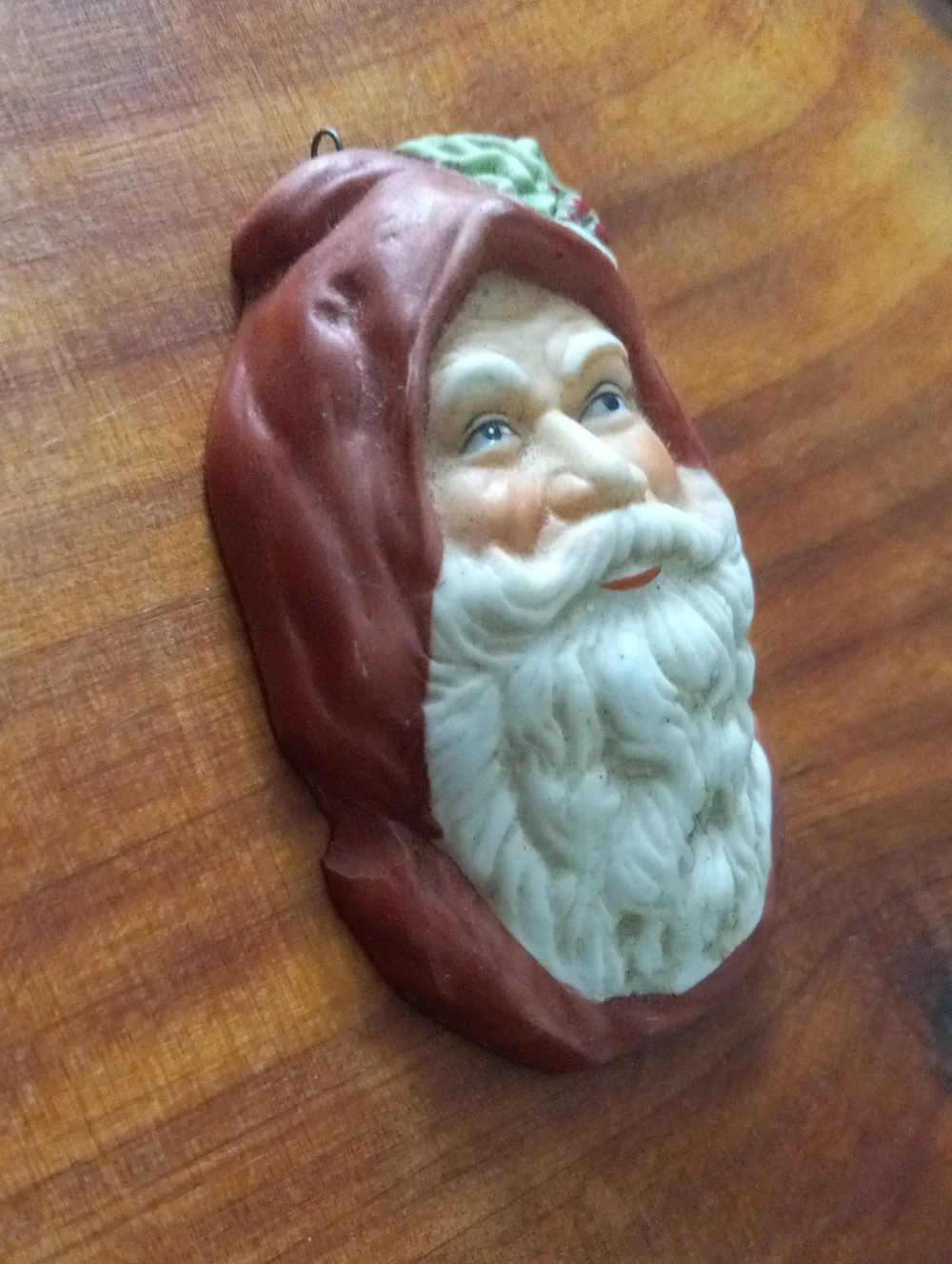 Vintage 1987 Enesco Santa Claus Face Ceramic Christmas Ornament